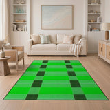 Green Black Buffalo Check Woven Rug