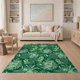 Lush Emerald Green Leafy Floral Area Rug