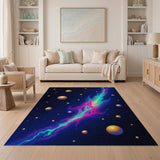 Neon Cosmic Nebula Area Rug