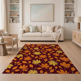 Scattered Orange Maple Leaves Area Rug