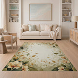 Cream Floral Vintage Area Rug with Swirling Vines