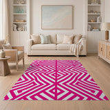 Pink Bold Pink Geometric Maze Area Rug