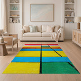 Vibrant Grid Multi-Color Geometric Area Rug