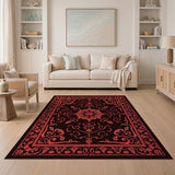 Red Floral Mandala Persian Area Rug