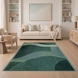 Lush Green Wavy Geometric Area Rug