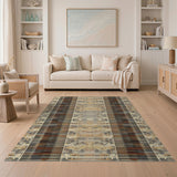 Geometric Brown Tan Striped Area Rug