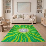Vibrant Green Wave Radiance Area Rug