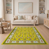 Vibrant Yellow Floral Vintage Area Rug