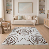Brown Swirl Rose Sketch Area Rug