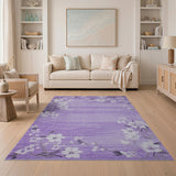 Floral Vintage Purple Cherry Blossom Floral Area Rug