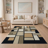 Modern Geometric Neutral Block Area Rug