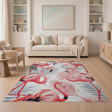 Pink Flamingo Palm Leaf Coastal Rug