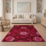 Vintage Pink Rose Floral Floral Vintage Area Rug