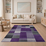 Purple Geometric Modern Purple Grey Geometric Abstract Area Rug