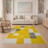 Yellow Vibrant Yellow Geometric Block Area Rug