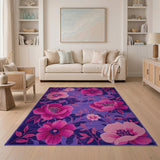 Floral Vintage Purple Anemone Floral Area Rug