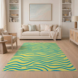 Sunny Yellow Blue Ocean Wave Area Rug