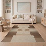 Beige Geometric Woven Area Rug