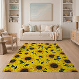 Floral Vintage Yellow Vibrant Sunflower Field Yellow Area Rug