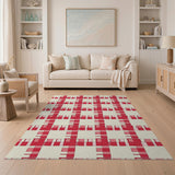 Vibrant Red Gingham Checkered Area Rug