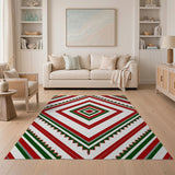 Bold Red Green Geometric Southwestern Area Rug