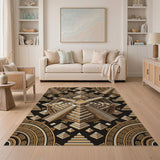 Gold Mayan Pyramid Geometric Area Rug
