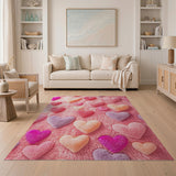 Plush Multi-Color Hearts Faux Fur Area Rug