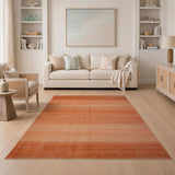 Ombre Orange Horizontal Stripe Woven Rug