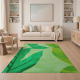 Coastal Beach Green Lush Monstera Leaf Green Area Rug