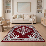 Red Traditional Persian Elegant Red Persian Medallion Area Rug