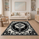 Traditional Persian Black and White Ornate Black White Persian Area Rug