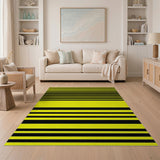 Yellow Bold Yellow Black Striped Area Rug