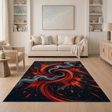 Dynamic Red Swirl Geometric Area Rug