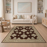 Ornate Brown Floral Persian Area Rug