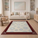 Cream Snowflake Pattern Area Rug