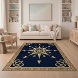 Golden Compass Rose Navy Area Rug