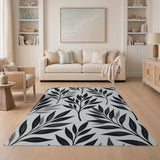 Grey Eucalyptus Leaf Area Rug