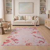 Blush Pink Blush Pink Rose Floral Vintage Area Rug