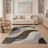 Grey Abstract Grey Wave Area Rug