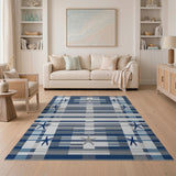 Navy Starfish Plaid Coastal Area Rug