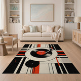 Vinyl Record Player Geometric Area Rug