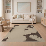 Beige Abstract Brown Splatter Area Rug