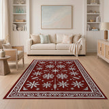 Red Snowflake Red Snowflake Geometric Area Rug