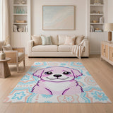 Cute Pink Puppy Cartoon Area Rug