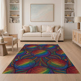 Rainbow Yarn Balls Kids Cartoon Area Rug