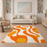 Vibrant Orange Abstract Swirl Rug
