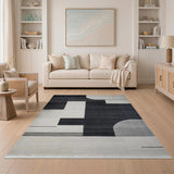 Geometric Modern Abstract Geometric Black White Area Rug