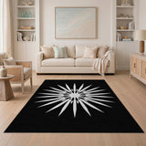 Starburst Geometric Area Rug Black White
