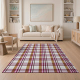 Pink Tan Plaid Checkered Area Rug