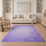 Purple Floral Silhouette Area Rug